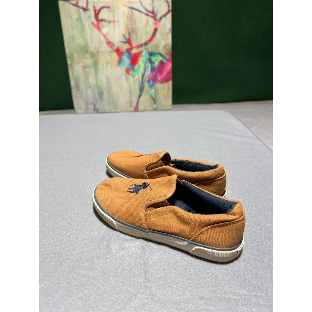 Polo Ralph Lauren Bal Harbour Mustard Yellow Canvas Slip On Sneakers Kids Size 2